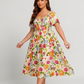 🔥Summer Hot Sale 50% Off!!🌺Floral Smocked Square Neck Midi Dress with Pockets💃