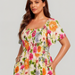 🔥Summer Hot Sale 50% Off!!🌺Floral Smocked Square Neck Midi Dress with Pockets💃