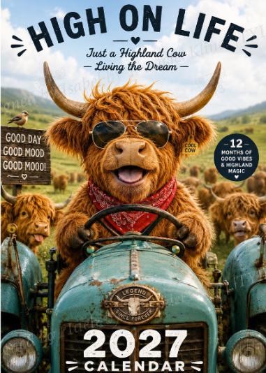 🎁Last Day Promotion 49% OFF🔥2027 Funny Highland Cow Wall Calendar | A4 Hanging Calendar | Designed by Isabel Kline