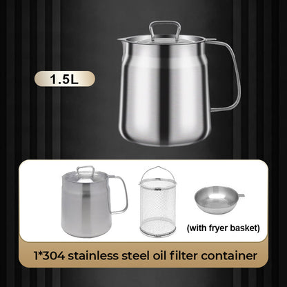 ⏰⏰LAST DAY-50% OFF!!🍟Large Capacity 304 Stainless Steel Multi-Purpose Oil Filter Container