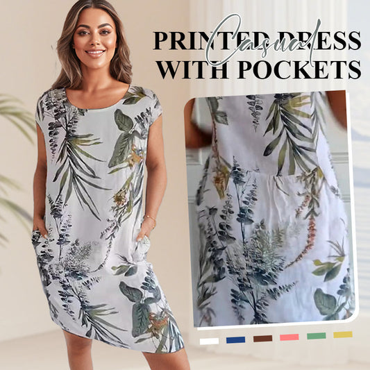🎁Hot Sale 49% OFF🌸 Casual Printed Dress with Pockets