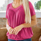 💖LAST DAY SALE 50% OFF💷✨Women's Casual Pleated V-Neck Short-Sleeve Top
