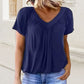 💖LAST DAY SALE 50% OFF💷✨Women's Casual Pleated V-Neck Short-Sleeve Top