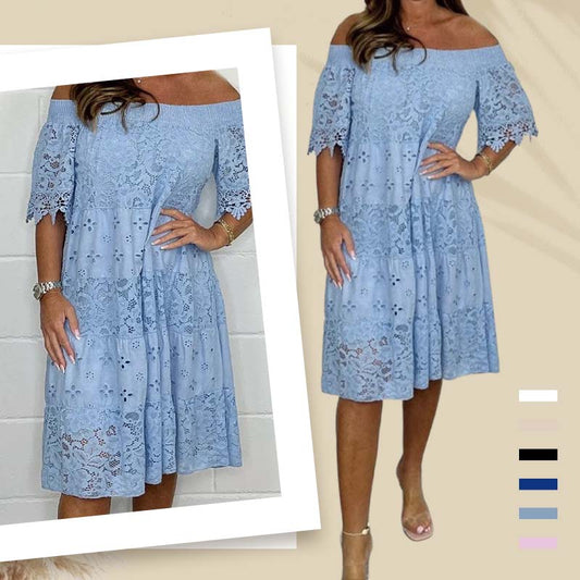 🔥Best Seller-50% OFF!!💃Lace Hollow Patchwork Strapless Dress For Women