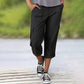 🎉Limited Sale 50% OFF🎉Multi-Pocket Elastic Waist Solid Color Casual Cargo Capri Pants