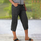 🎉Limited Sale 50% OFF🎉Multi-Pocket Elastic Waist Solid Color Casual Cargo Capri Pants