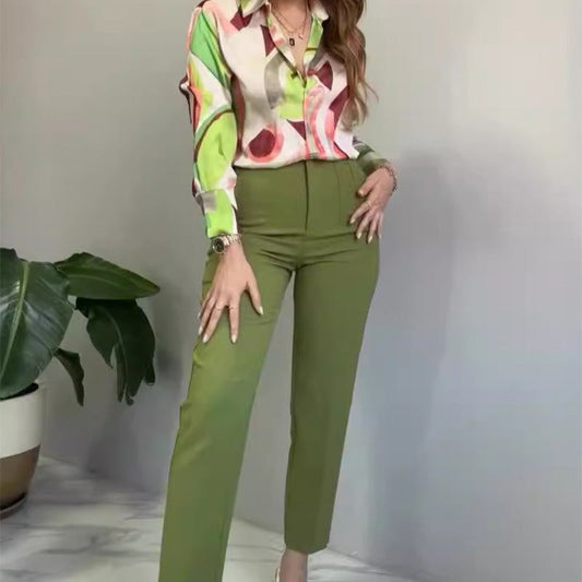 ⏳ Limited time 50% off! 💥Women's Printed Button Shirt & Pants 2-Piece Set