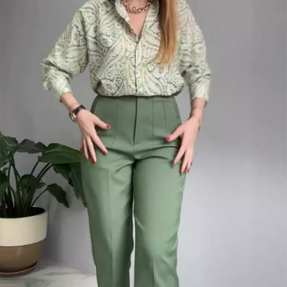 ⏳ Limited time 50% off! 💥Women's Printed Button Shirt & Pants 2-Piece Set