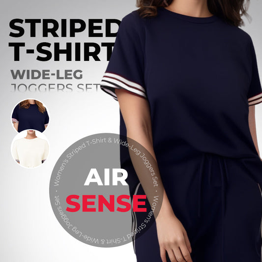 ✨Early Summer New✨Women's Striped T-Shirt & Wide-Leg Joggers Set