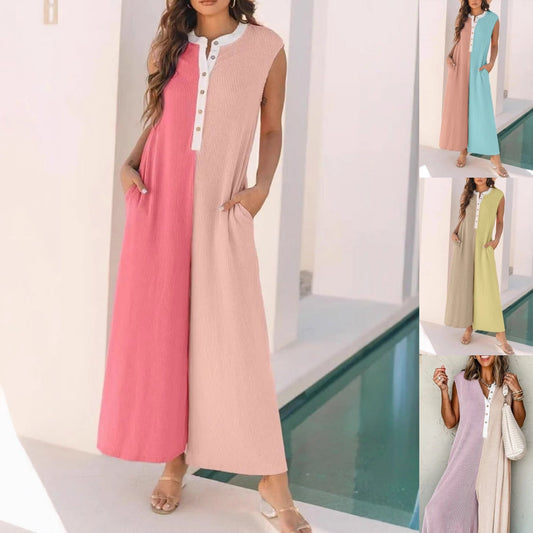 💖Limited Sale 50% OFF💖Women's Casual Wide-Leg Color Block Jumpsuit