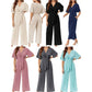 🌺Summer Hot Sale 50% OFF💐Women's Elegant V-Neck Wide Leg Waist Tie Jumpsuit