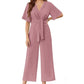 🌺Summer Hot Sale 50% OFF💐Women's Elegant V-Neck Wide Leg Waist Tie Jumpsuit