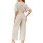 🌺Summer Hot Sale 50% OFF💐Women's Elegant V-Neck Wide Leg Waist Tie Jumpsuit
