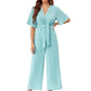🌺Summer Hot Sale 50% OFF💐Women's Elegant V-Neck Wide Leg Waist Tie Jumpsuit
