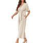 🌺Summer Hot Sale 50% OFF💐Women's Elegant V-Neck Wide Leg Waist Tie Jumpsuit