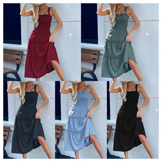 💖Limited Sale 50% OFF👗Women's Sleeveless Smocked Dress with Tiered Ruffle Hem