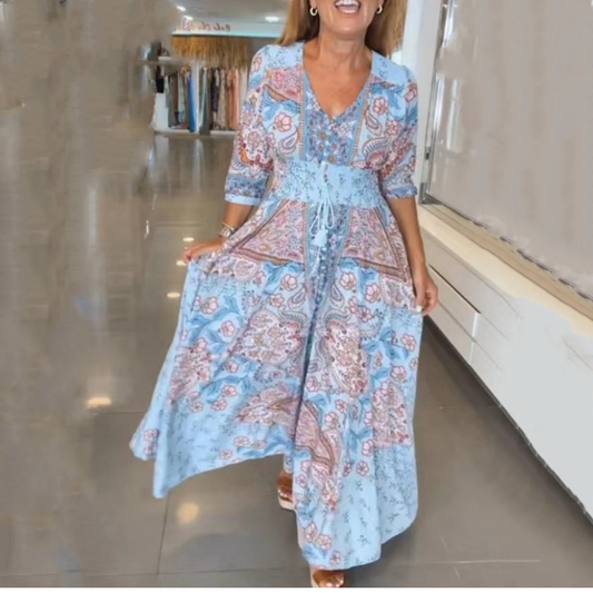 🌺Summer Hot Sale 50% OFF💐💃Elegant Long Floral Dress for Women