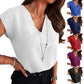 ⏳New Arrival 50% Off💥Women's Casual Solid Color V-Neck Short Sleeve Top