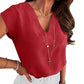 ⏳New Arrival 50% Off💥Women's Casual Solid Color V-Neck Short Sleeve Top