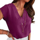 ⏳New Arrival 50% Off💥Women's Casual Solid Color V-Neck Short Sleeve Top