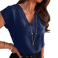 ⏳New Arrival 50% Off💥Women's Casual Solid Color V-Neck Short Sleeve Top