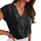 ⏳New Arrival 50% Off💥Women's Casual Solid Color V-Neck Short Sleeve Top