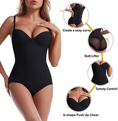 🏆 Last Day 50% OFF !Shapewear Bodysuit with Bra | Ruched Slimming Adjustable Waist✨