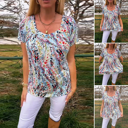 🎁Hot Sale 49% OFF💐Women's Elegant Romantic Floral Loose-Fit Short Sleeve T-Shirt