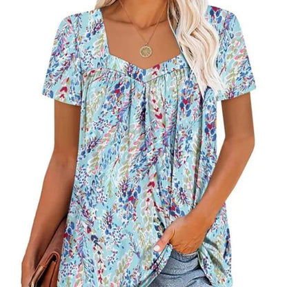 🎁Hot Sale 49% OFF💐Women's Elegant Romantic Floral Loose-Fit Short Sleeve T-Shirt