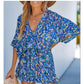 🎉This week's Special Sales - 49% OFF✨Women's Summer Casual V-Neck Printed Jumpsuit with Waist Tie and Dolman Sleeves🎀