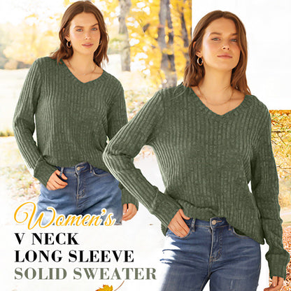 💖LAST DAY SALE 50% OFF✨Women's Casual Long Sleeve V-Neck Knit Tunic Top