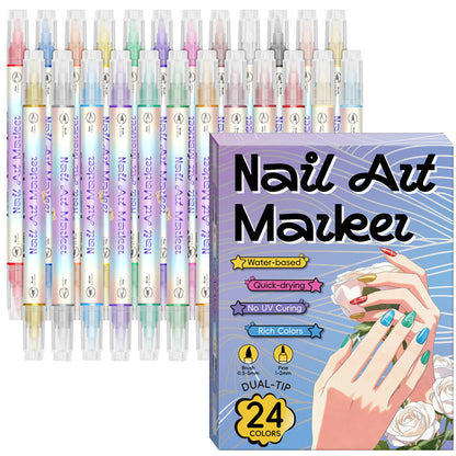✨Limited-time 50% discount🎨Dual‑Tip Nail Art Pens – Quick‑dry, no UV lamp. Fine & Brush Tips. 12/24 Vibrant Colors. Easy DIY At Home. No smudges, just art! 💅🖌️