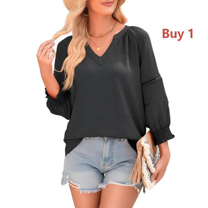 📢📢Limited-time 50% discount!!🌟👚Women's Casual V-Neck Lantern Sleeve Top