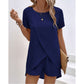 🔥Summer Hot Sale-50% Off!!💕Women's Solid Color Irregular Top & Shorts Two Piece Set