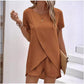 🔥Summer Hot Sale-50% Off!!💕Women's Solid Color Irregular Top & Shorts Two Piece Set