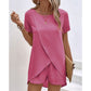🔥Summer Hot Sale-50% Off!!💕Women's Solid Color Irregular Top & Shorts Two Piece Set