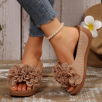 🌊Summer Hot Sale-50% Off!!👡Women's Floral Appliqué Wedge Sandals ✨Step Into Summer With Style🌸