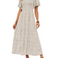 ⏳Limited-time 50% discount!!💞2026 Women's Casual Floral Print Short Flutter Sleeve Smocked High Waist Flowy Maxi Dress