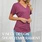 ⏳Last Day Special Price :￡10.99!!👚Women's V-Neck Loose Soft Solid Color Short Sleeve Top