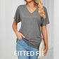 ⏳Last Day Special Price :￡10.99!!👚Women's V-Neck Loose Soft Solid Color Short Sleeve Top