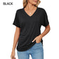 ⏳Last Day Special Price :￡10.99!!👚Women's V-Neck Loose Soft Solid Color Short Sleeve Top