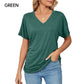 ⏳Last Day Special Price :￡10.99!!👚Women's V-Neck Loose Soft Solid Color Short Sleeve Top