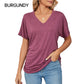 ⏳Last Day Special Price :￡10.99!!👚Women's V-Neck Loose Soft Solid Color Short Sleeve Top