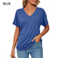⏳Last Day Special Price :￡10.99!!👚Women's V-Neck Loose Soft Solid Color Short Sleeve Top