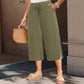 ⏳Limited-time 50% discount !!👖Women's Ribbed Wide-Leg Capri Pants with Pockets