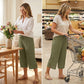 ⏳Limited-time 50% discount !!👖Women's Ribbed Wide-Leg Capri Pants with Pockets