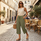 ⏳Limited-time 50% discount !!👖Women's Ribbed Wide-Leg Capri Pants with Pockets