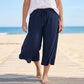 ⏳Limited-time 50% discount !!👖Women's Ribbed Wide-Leg Capri Pants with Pockets
