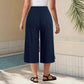 ⏳Limited-time 50% discount !!👖Women's Ribbed Wide-Leg Capri Pants with Pockets