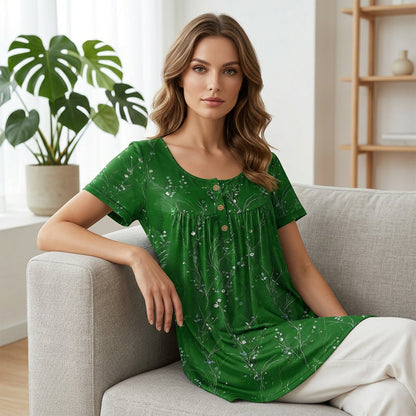 📢📢Factory Direct Sales 50% OFF!!🦋Women's Floral Print Pleated Tunic Top🌸